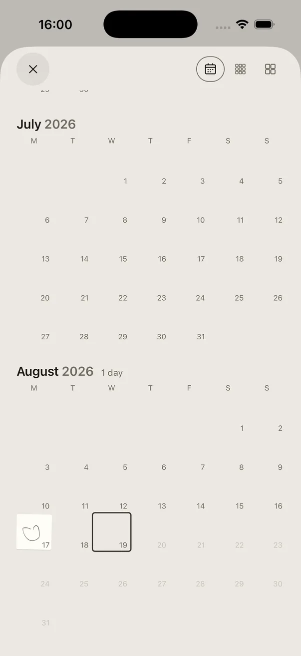 Doodle Days showing a year of drawings in the calendar